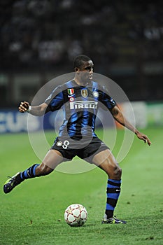 Samuel Eto`o in action during the match